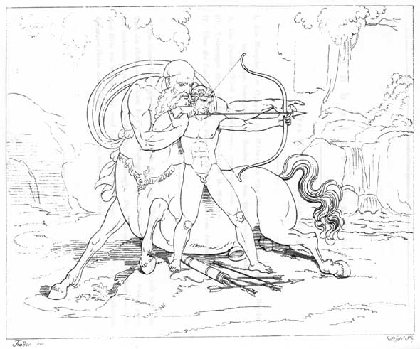 Feodor Iwanow, Kupfer o. T. <Chiron unterrichtet Achilles im Bogenschießen>