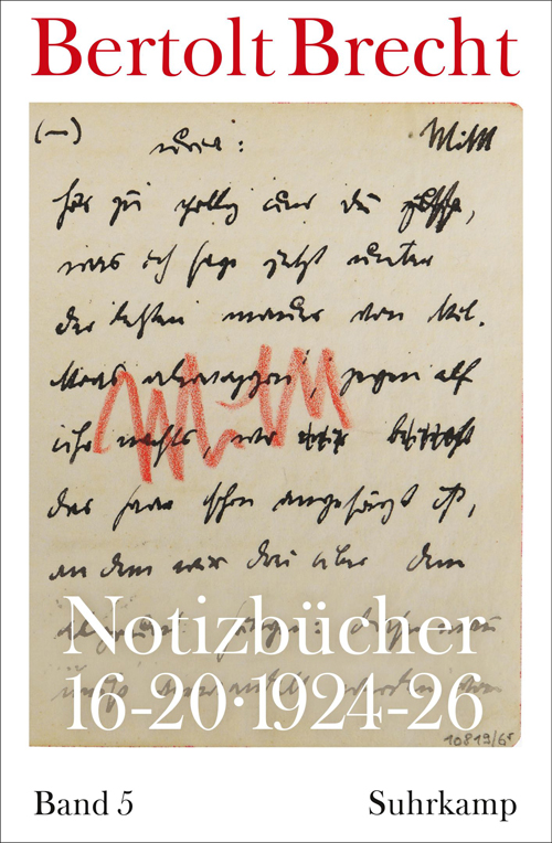 Bertolt Brecht, Notizbücher 5, Umschlag
