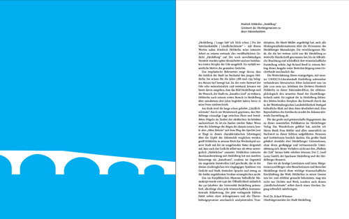 Umschlag, innen (U3) und Geleitwort des Oberbürgermeisters der Stadt Heidelberg, Herrn Prof. Dr. Eckart Würzner