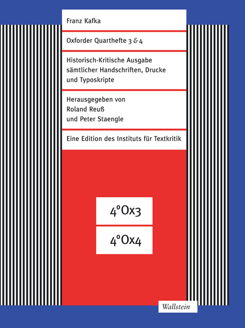 Schuber, Vorderseite: Franz Kafka, Oxforder Quarthefte 3 und 4. Hrsg. v. Roland Reuß und Peter Staengle. 2020