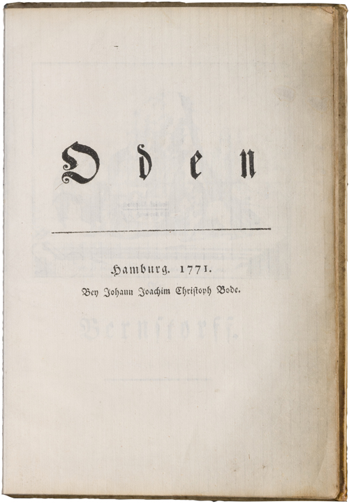 Titelseite der Ausgabe der Klopstockschen Oden von 1771